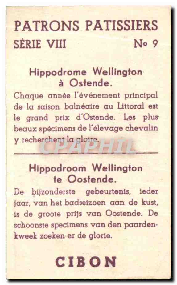 Image Patrons Patissiers Serie Hippodrome Wellington Ostende Chevaux  — Verso