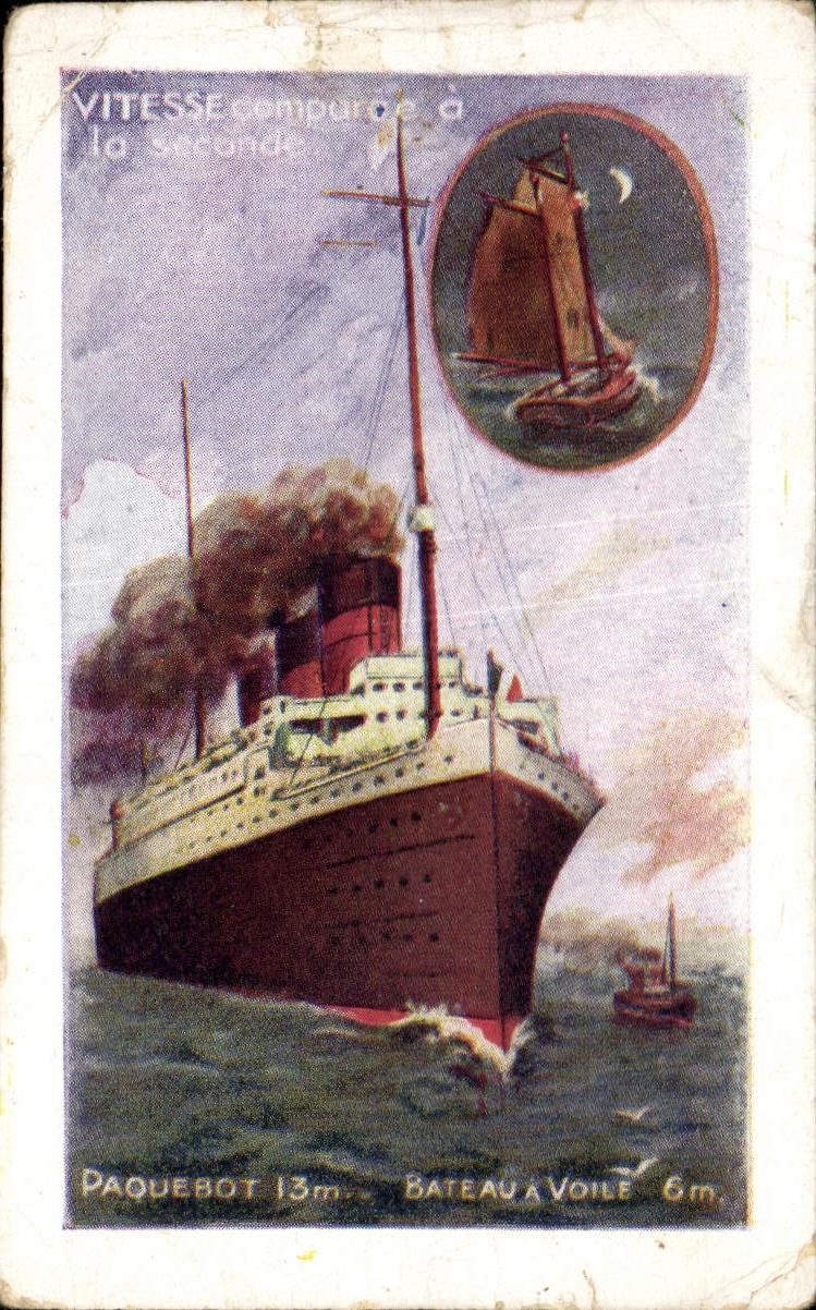 Chromo Paquebot Bateau a voile 
