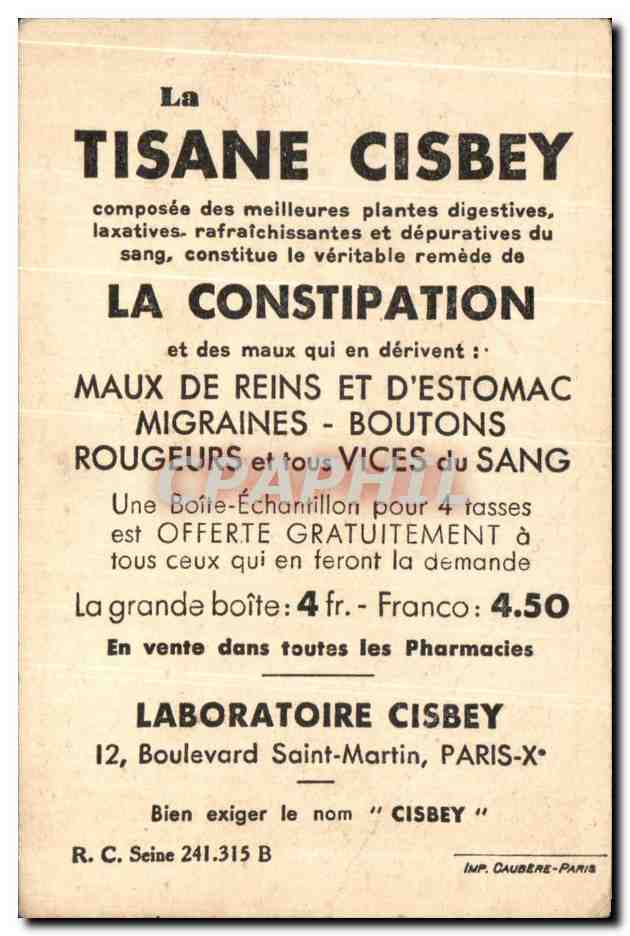 Chromo Costume De Ballet Tisane Cisbey Constipation Laboratoire Cisbey Boulevard Saint Martin Paris  — Verso