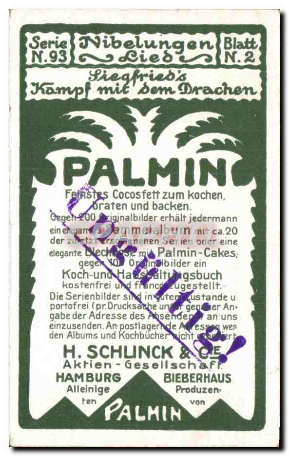 Chromo Palmin Schlinck Hamburg Dragon  — Rückseite
