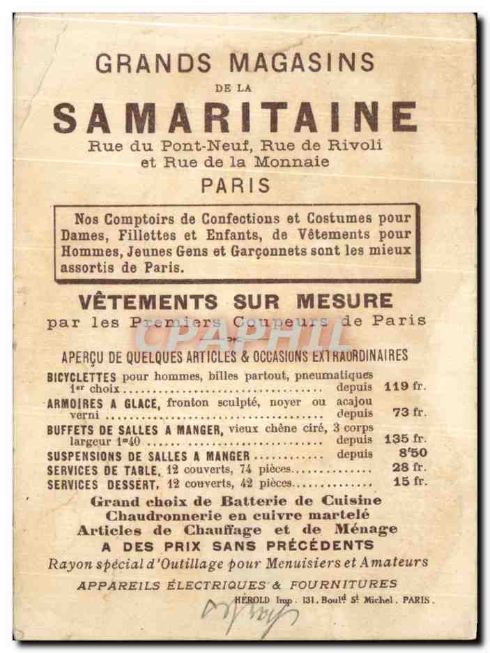 Chromo Samaritaine Paris Enfants Libellule  — Back