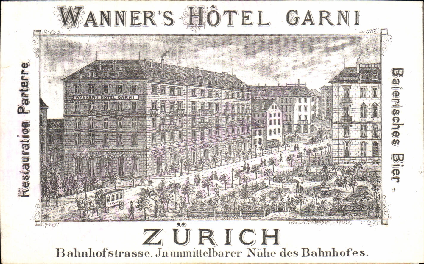 Carton de visite Wanner s Hotel Garni Zurich