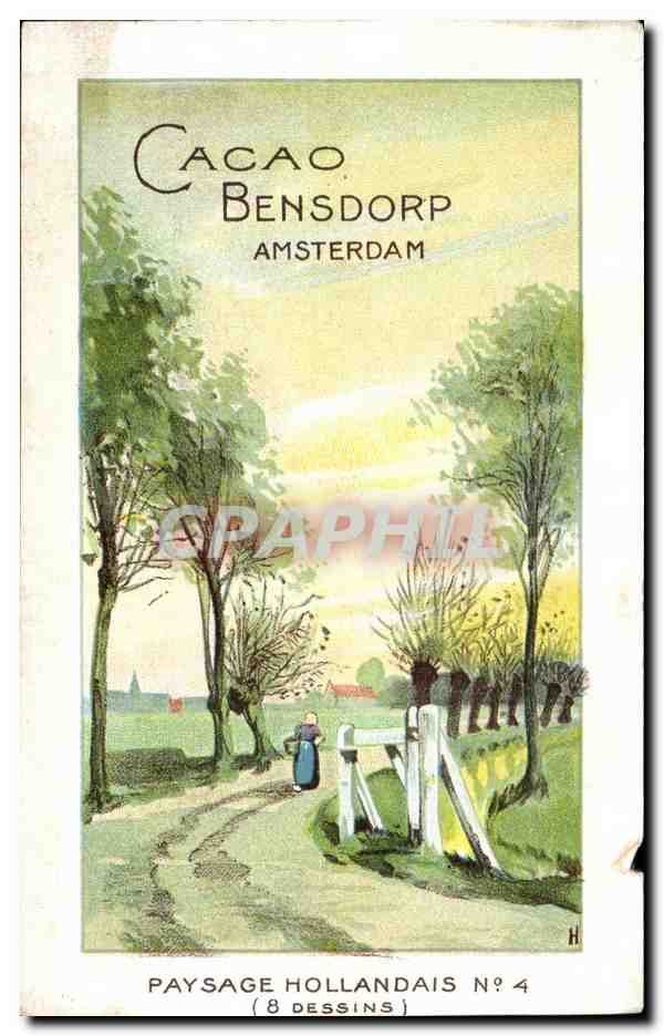 CPA Caoao Bensdorp Amsterdam Paysage hollandais Publicite