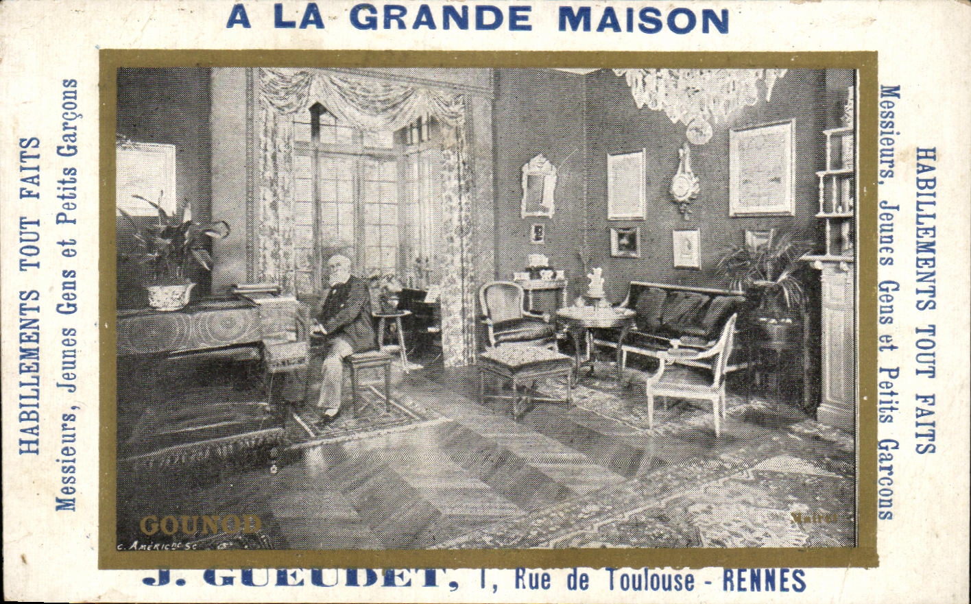 Chromo A la Grande Maison Gueudet Rue de Toulouse Rennes Piano