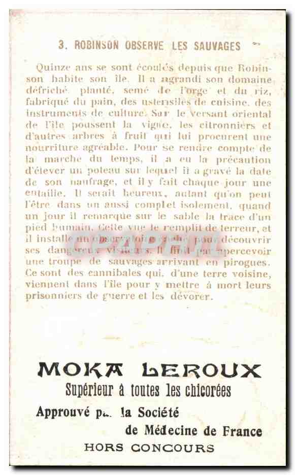 Chromo Robinson Observe Les Sauvages Moka leroux  — Back