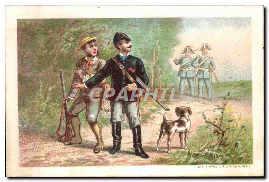 Chromo Demander Partout Le Bougeoir Universel Chasseur Chasse Chein 
