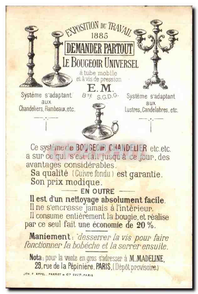 Chromo Demander Partout Le Bougeoir Universel Chasseur Chasse Chein  — Verso