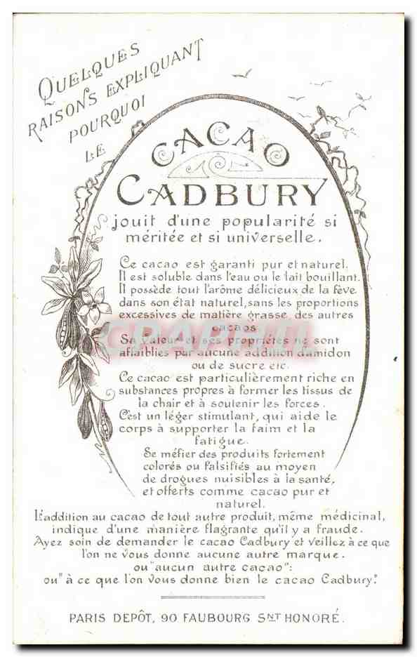 Chromo Cacao Cadbury Fleurs  — Back