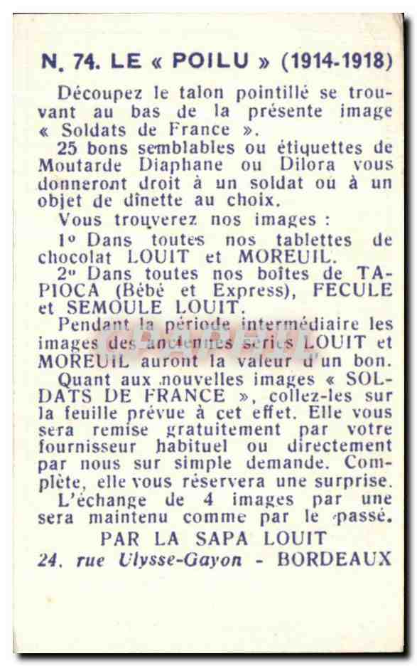 Image Militaria Soldat Poilu — Rückseite