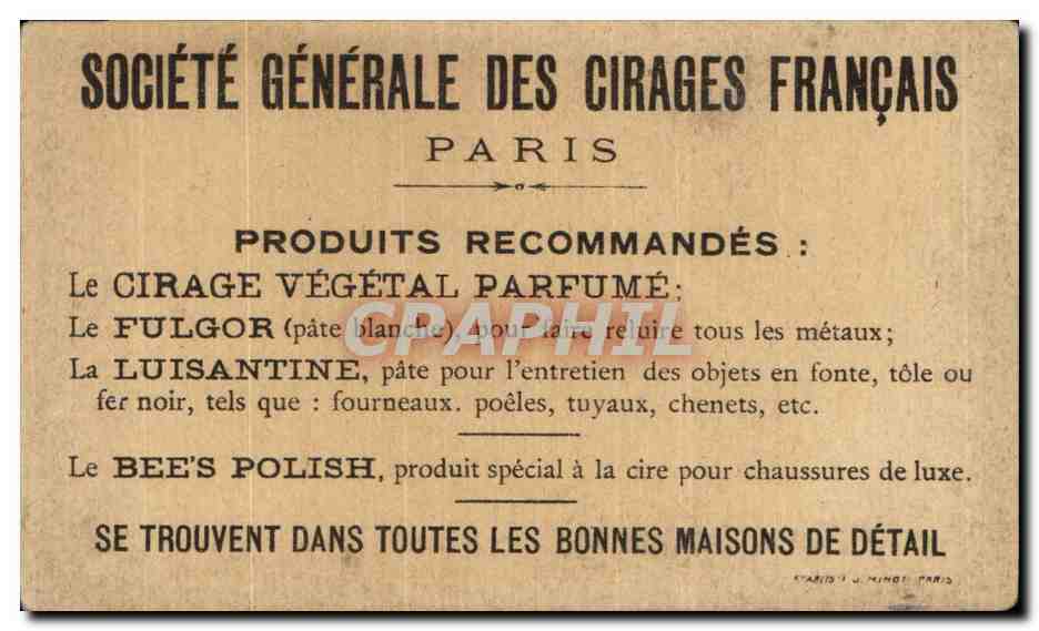 Chromo Societe Generale Des Cirages Francais La FAyette a Louis XVI — Back