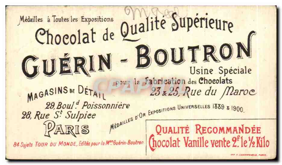 Chromo Le Tour Du Monde En Etapes Chocolat Guerin Boutron Le vieux pont sur l'Arno a Florence  — Rückseite