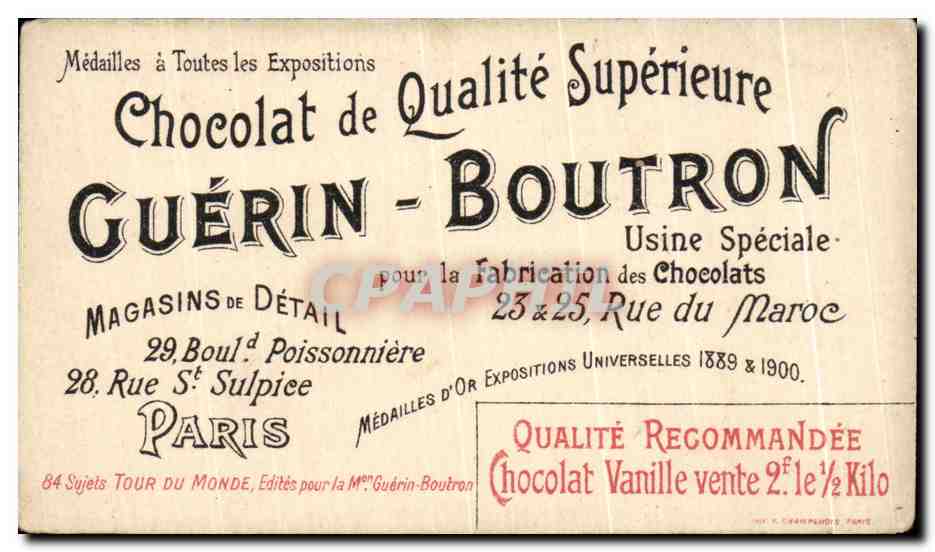 Chromo Chocolat Guerin Boutron La place rouge a Moscou Russie  — Rückseite