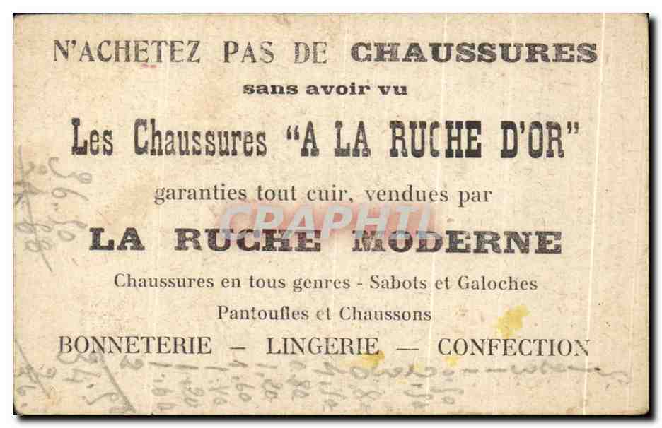 Chromo Les Chaussures A La Ruche D'Or  — Verso