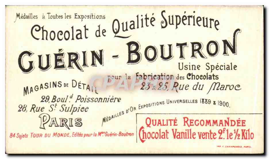 Chromo Chocolat Guerin Boutron Arrivee a Singapour Promenade Sur Le Quai Des Bateaux — Rückseite
