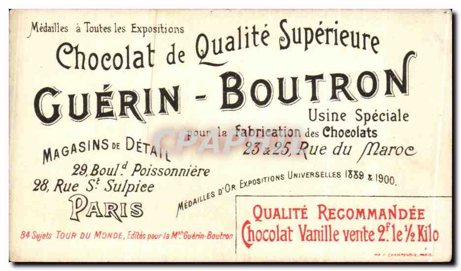 Chromo Chocolat Guerin Boutron La Pont Rialto Et Le Grand Canal De Venise — Verso