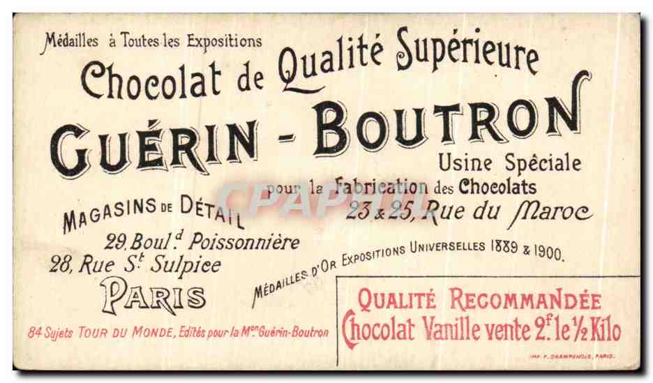 Chromo Chocolat Guerin Boutron Dans L'ile De Ceylan Promenade Sur Une Route Sri Lanka — Verso
