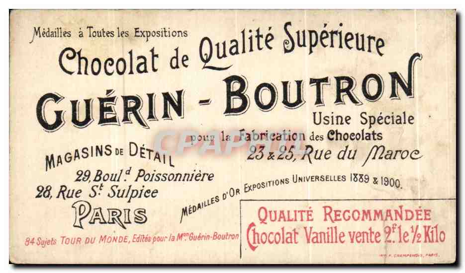 Chromo Chocolat Guerin BoutronPromenade Dans Le Vieux Port De Bastia Corse Corsica — Rückseite