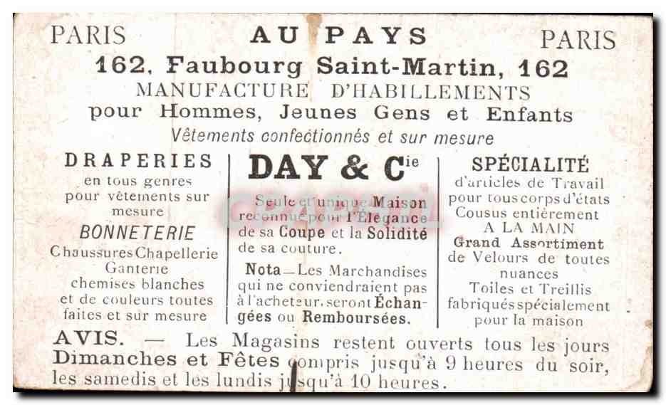 Chromo Etretat Au pays Habillements  — Rückseite