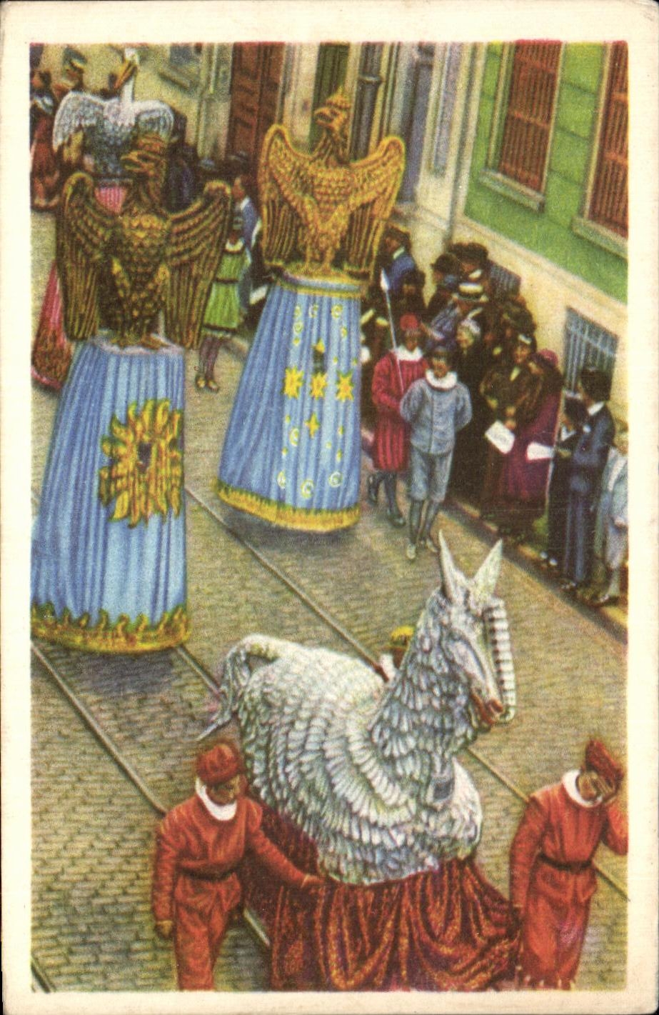 Image Folklore Belge Le bon Chocolat Belge Bruxelles L'ommegang reconstitue en 1935 Les animaux fantastiques Aigle 
