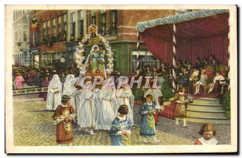 Image Folklore Belge Le bon Chocolat Belge Bruges Procession du Saint sang La vierge et l'enfant Jesus 
