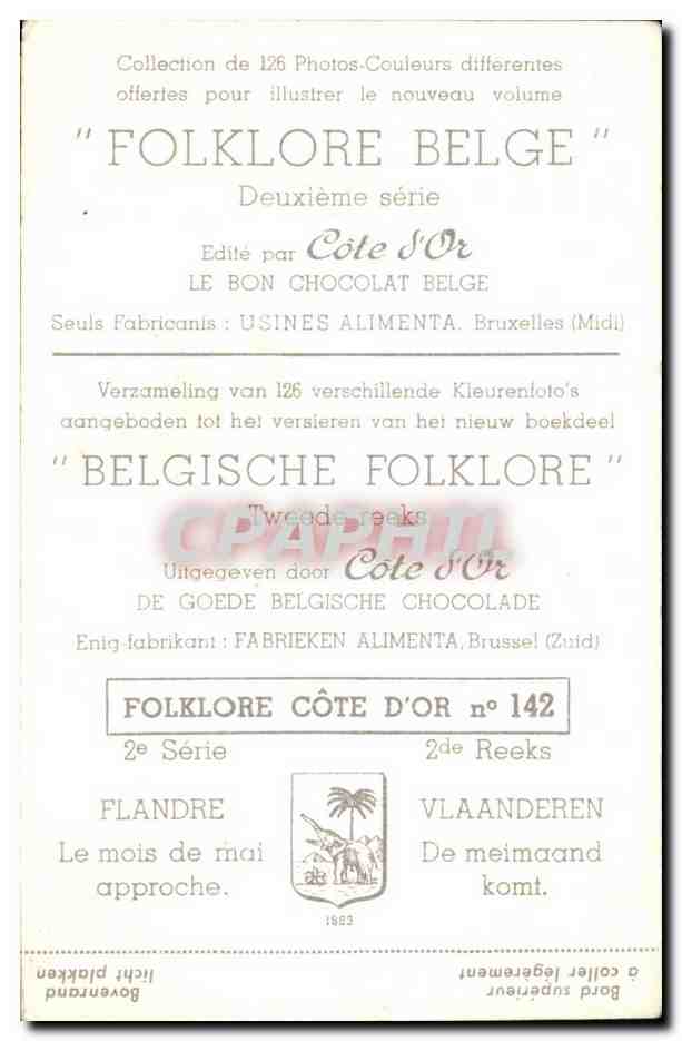 Image Folklore Belge Le bon Chocolat Belge Flandre Le mois de mai approche  — Verso
