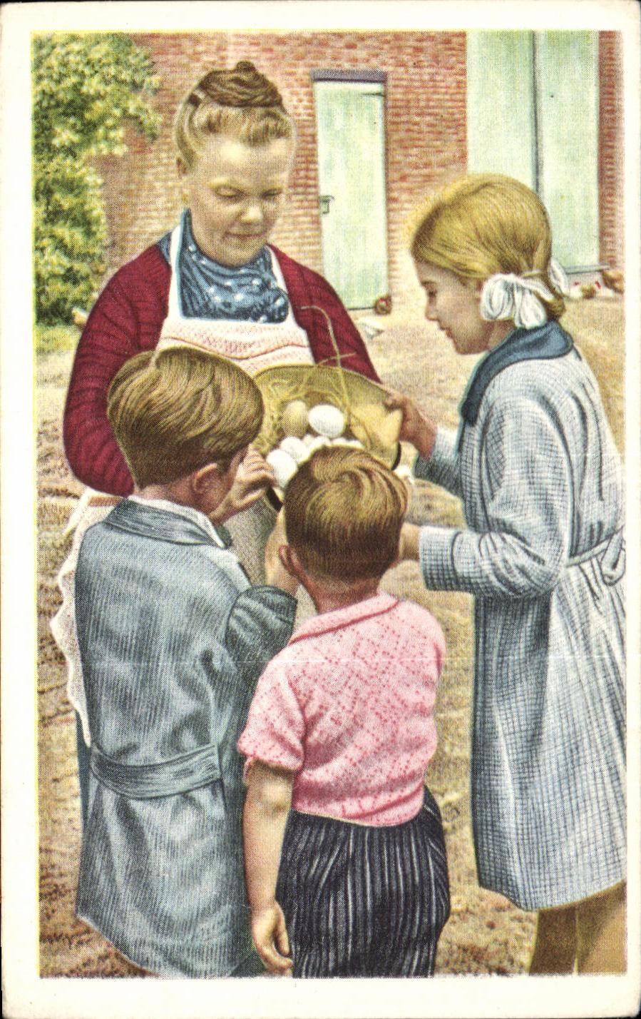 Image Folklore Belge Le bon Chocolat Belge Brabant Les oeufs de Paques a la campagne 