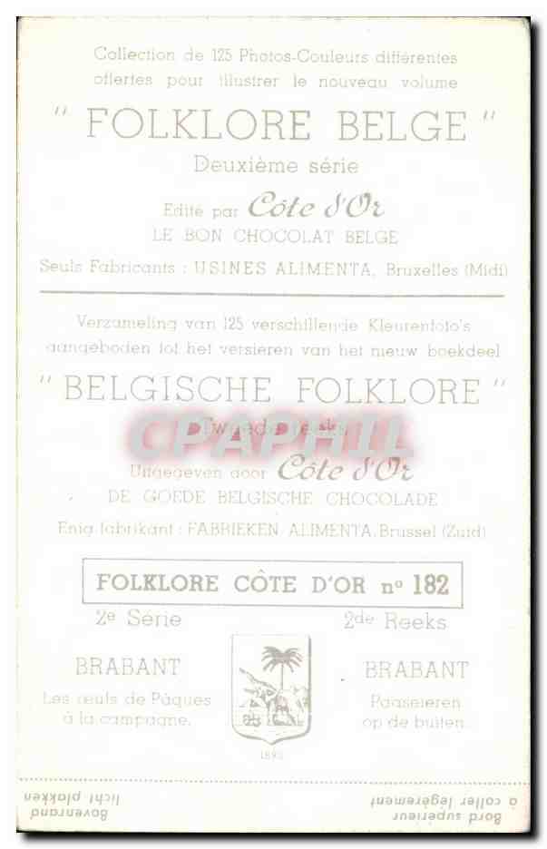 Image Folklore Belge Le bon Chocolat Belge Brabant Les oeufs de Paques a la campagne  — Rückseite