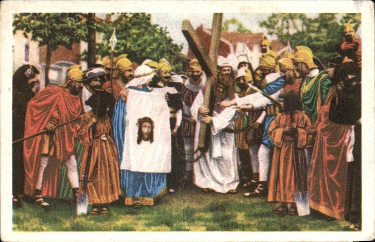 Image Folklore Belge Le bon Chocolat Belge Courtrait La procession des Saints Cheveux SAinte Veronique essuie Christ