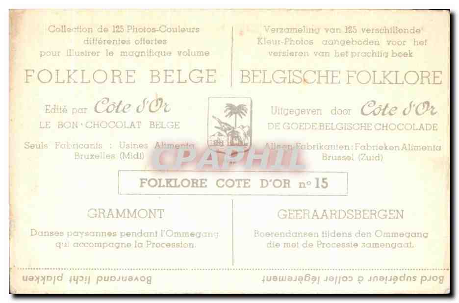 Image Folklore Belge Le bon Chocolat Belge Grammont Danses paysannes pendant l'ommegang qui accompagne la Procession  — Verso