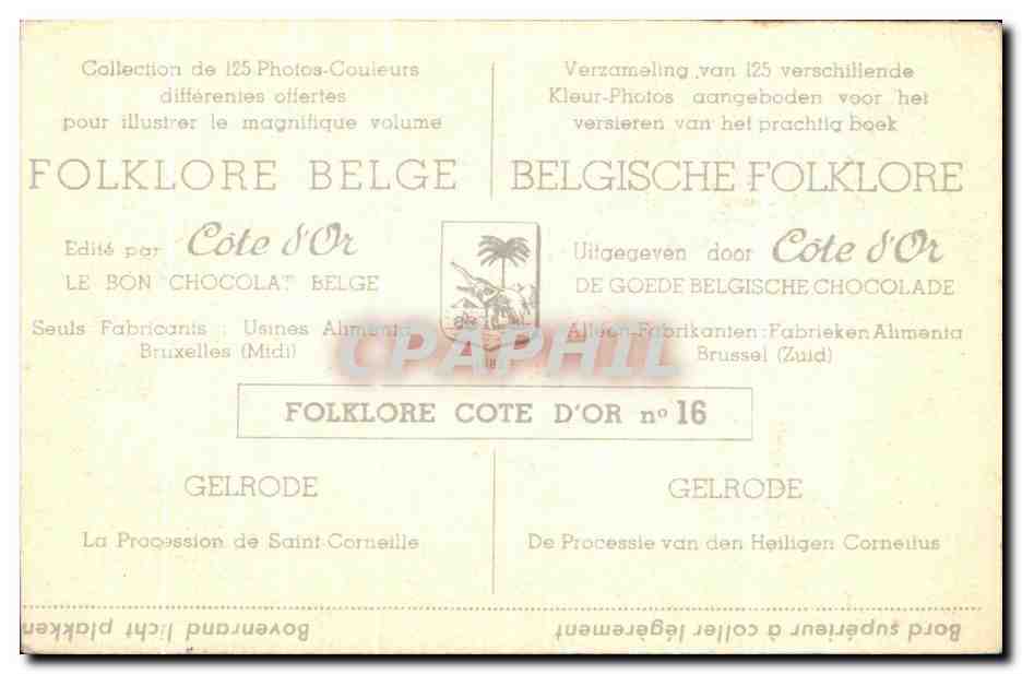 Image Folklore Belge Le bon Chocolat Belge Gelrode La procession de Saint Corneille — Verso