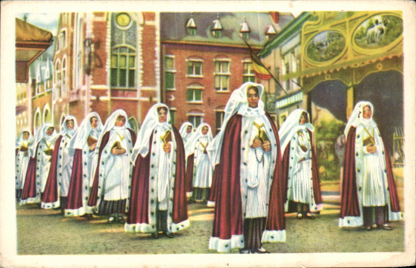 Image Folklore Belge Le bon Chocolat Belge Nivelles Les dames Chanoinesses dans la procession de Sainte Gertrude
