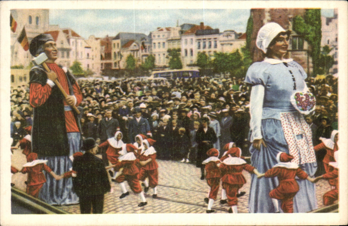 Image Folklore Belge Le bon Chocolat Belge Courtrai Manten et Kalle dans le cortege
