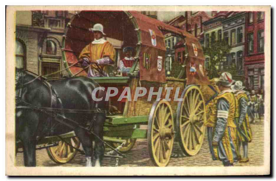 Image Folklore Belge Le bon Chocolat Belge Bruxelles L'ommegang reconstitue en 1935 Le chariot de voyage de la chambre