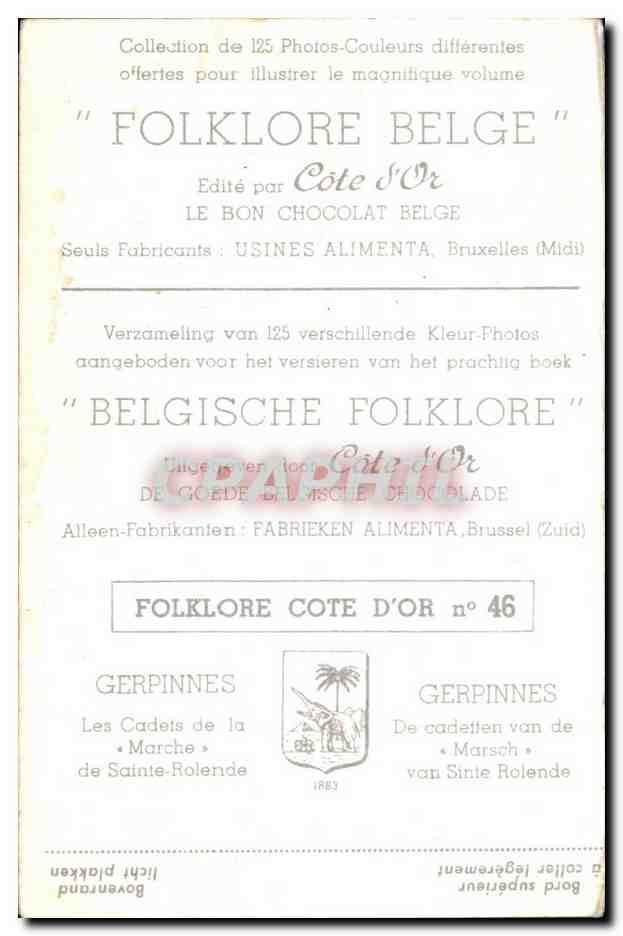 Image Collection de Folklore Belge Cote d'or Gerpines Les cadets de la marche de Sainte Rolende — Verso