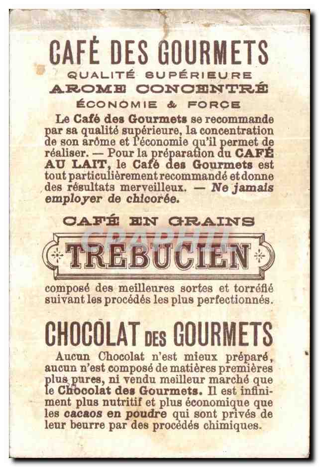 Chromo Cafes En Grains Trebucien A La Barque Moulin Petits Metiers  — Verso