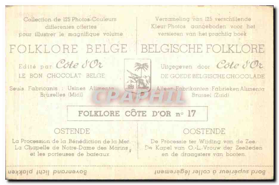 Oostende — Procession de la Bénédiction de la Mer — Côte d'Or n°17 — Verso