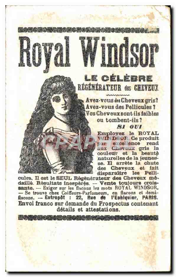 Chromo Royal Windsor Le Celebre Regenerateur Des Cheveux Coiffeur — Verso