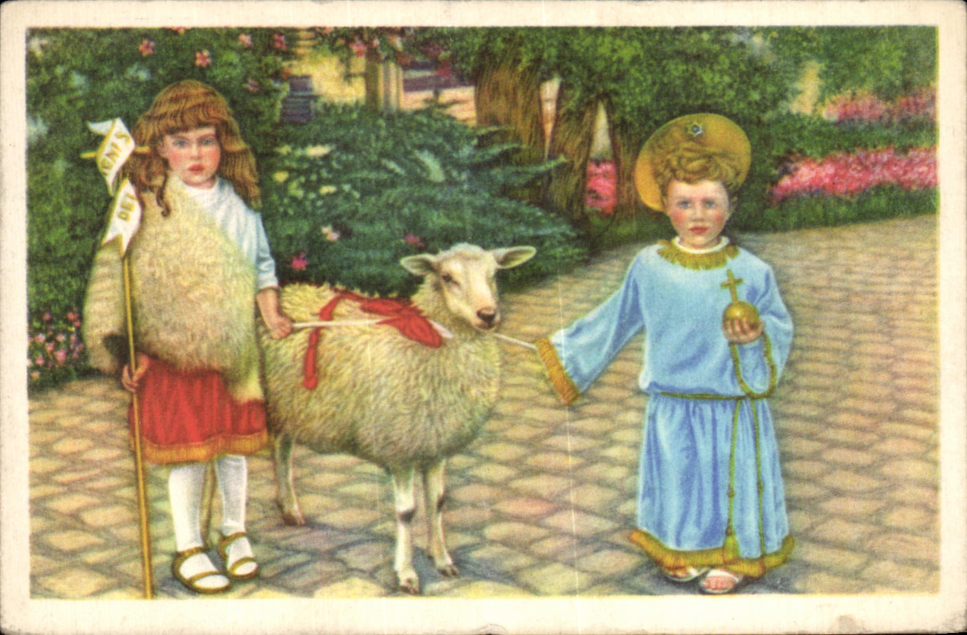 Image Collection de Folklore Belge Cote d'or Hasselt La procession setennale de la Virgea Jesse 1933 Mouton Enfant Anfe