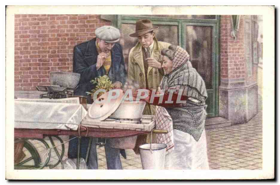 Image Collection de Folklore Belge Cote d'or Bruxelles La marchande d'escargots chauds