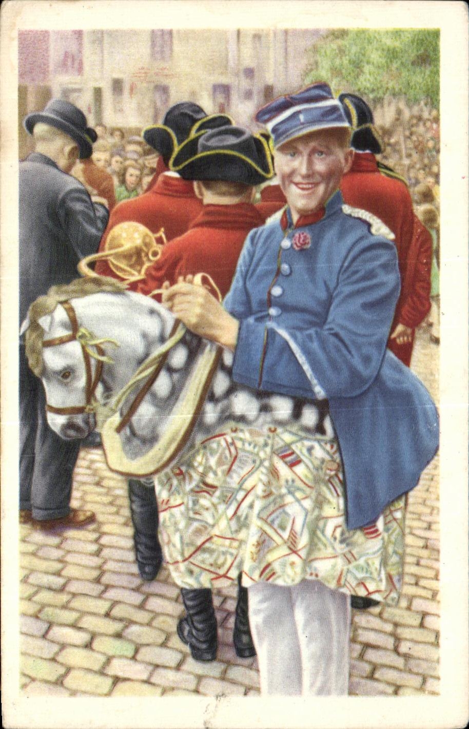 Image Collection de Folklore Belge Cote d'or Bruxelles Le gendarme a cheval de la fete du Melboom
