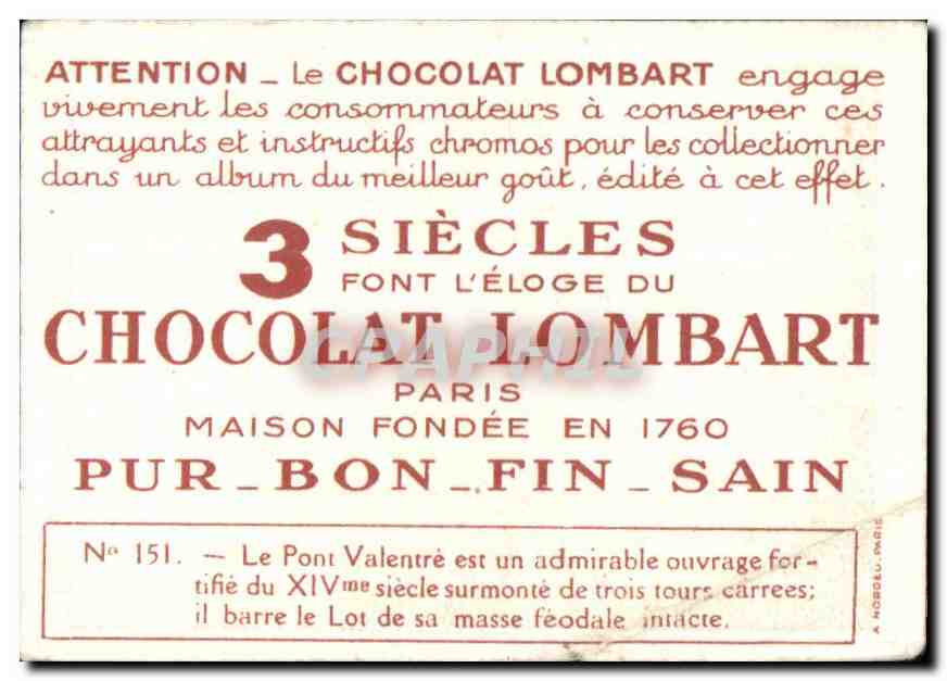 Image Collection Chocolat Lombart Le Pont Valentre Cahors — Verso