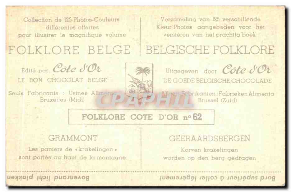 Image Collection de Folklore Belge Cote d'or Grammont Les paniers de Krakeligen sont portes au haut de la montagne — Verso