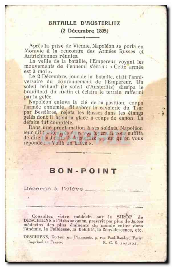 Image Musee De Versailles Baron Gerard Peintre Bataille D'austerlitz Napoleon  — Verso