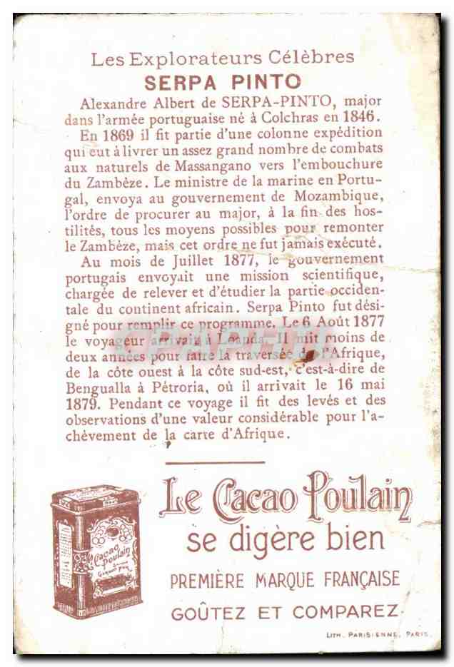 Chromo Serpa Pinto Exiger le Le Chocolat Poulain Orange C'estle Meilleur Rapides Riviere Couqueima Afrique — Rückseite