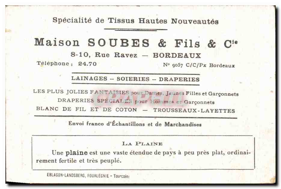 Image La Plaine Maison Soubes Rue Ravez Bordeaux — Verso