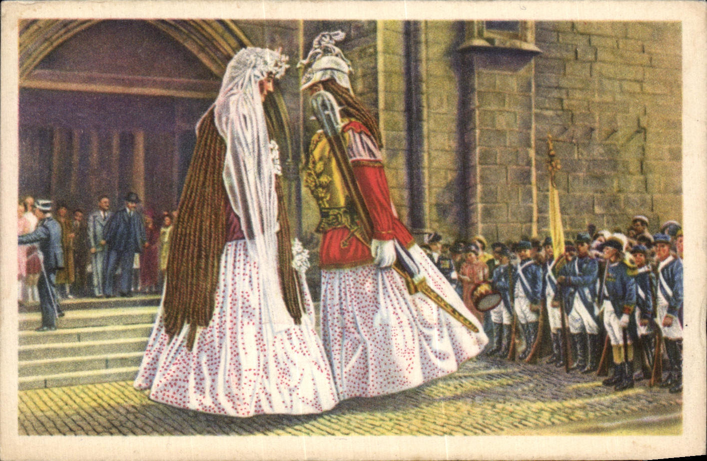 Mariage de M. et Mme Gouyasse devant la Tour Saint-Julien — Folklore belge — Côte d'Or n°103