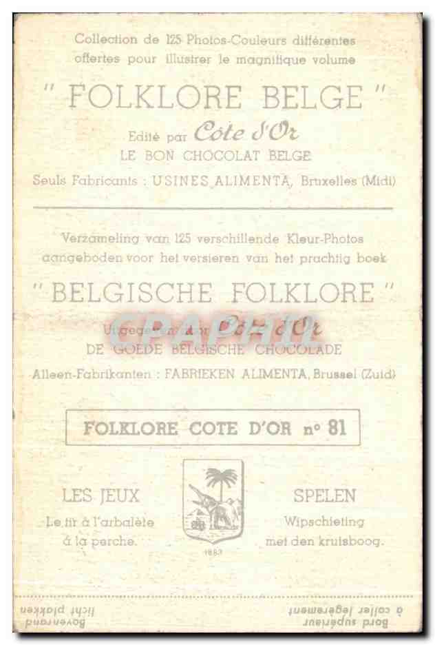 Image Collection de Folklore Belge Cote d'or les jeux Le tir a l'arbalete a la perche  — Verso