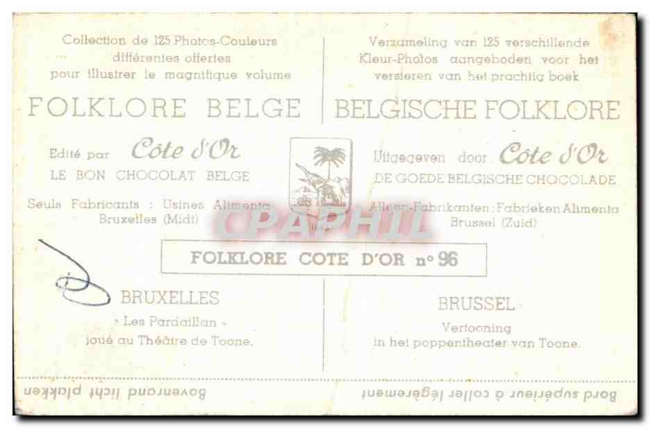 Image Collection de Folklore Belge Cote d'or Bruxelles Les Pardaillan joue au theatre de Toone  — Back