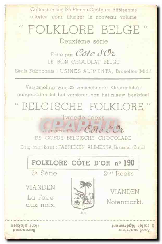 Image Collection de Folklore Belge Cote d'or Vianden La foire aux noix  — Rückseite