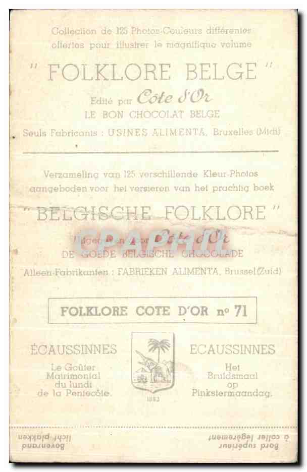 Image Collection de Folklore Belge Cote d'or Ecaussinnes le gouter matrimonial du lundi de la pentecote  — Verso